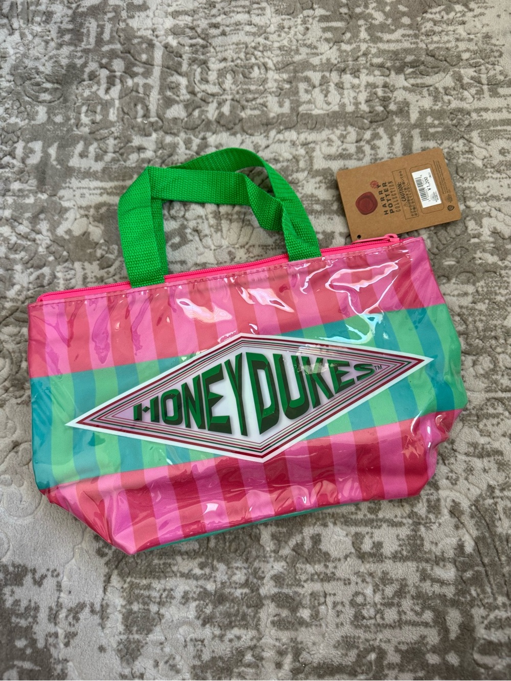 Harry Potter Honeydukes Pink & Teal Striped Insulated Tote BNWT